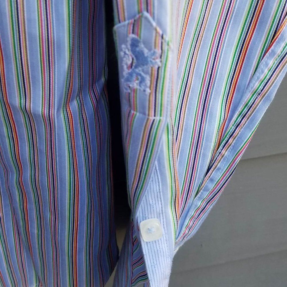 Luxury Men's Bugatchi  Striped Button Down Dress Shirt Size XXL - Picture 9 of 11